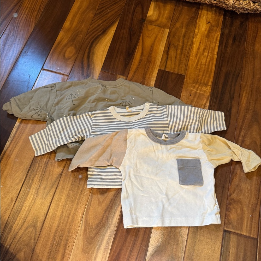 Quincy Mae Kids Long Sleeve Tops - Stripes and Solids in Neutral Tones
